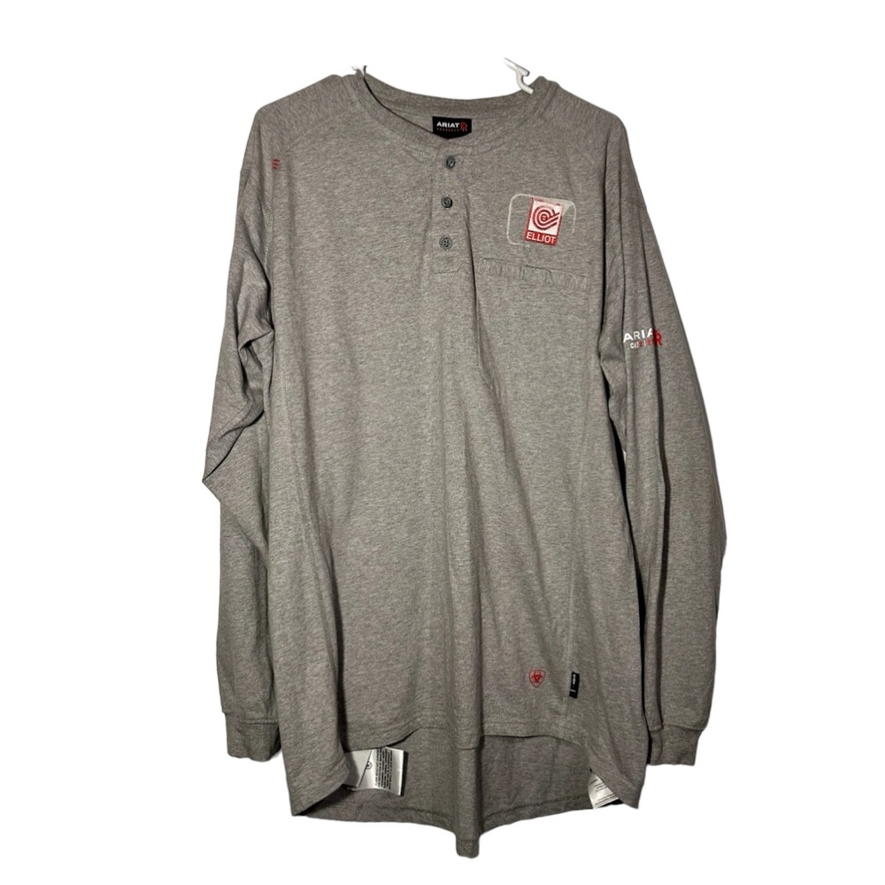 Ariat Fire Resistant Cat 2 2112 Men’s Gray Henley Shirt Long Sleeve Size XL